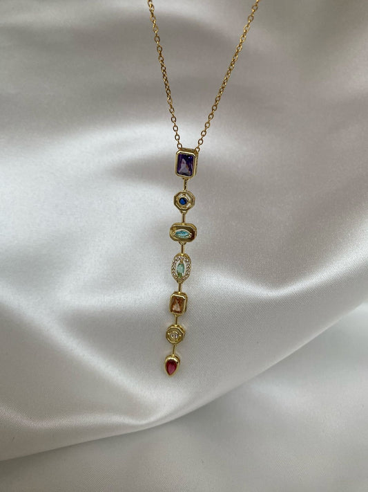 Coloured Stone Anti-Tarnish Necklace for Women – Elegant Jewelry | Veeora